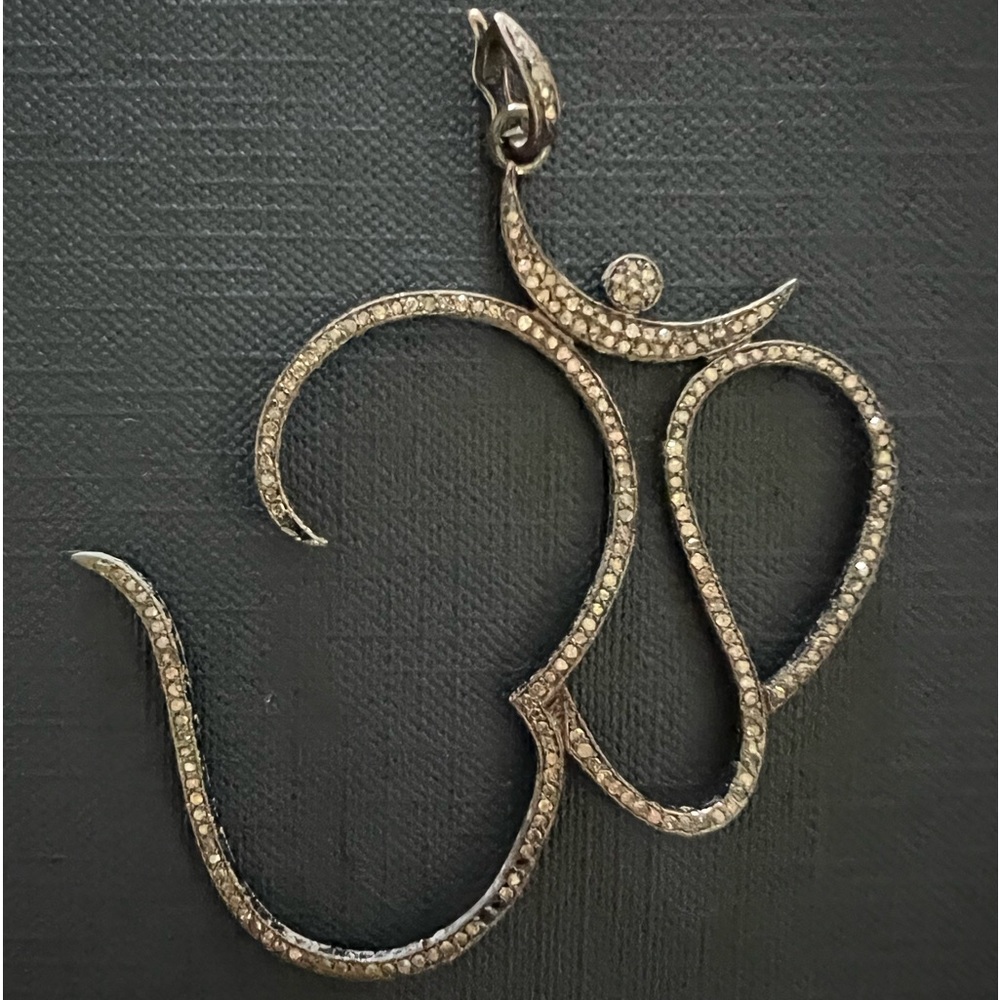 Natural Pave Diamond Large OHM Charm with Removable Diamond Bail
